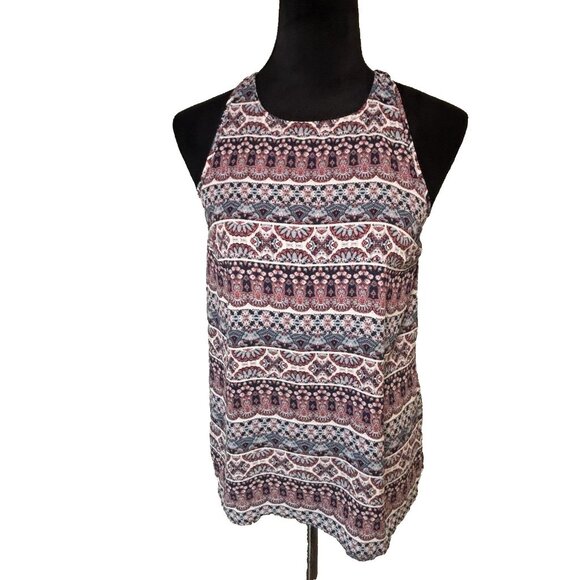 Pink Rose Women’s Boho Tank Top Tunic Blouse Size Small NWT Sheer Lightweight - Picture 1 of 12